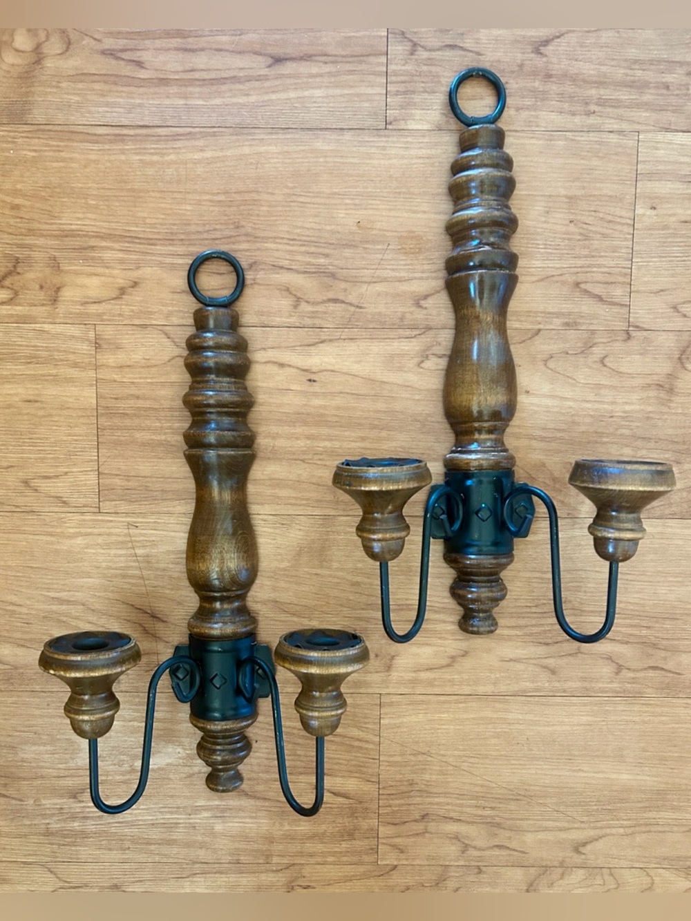 HOMCO Home Interiors Double-Arm Wall Sconces 1970s Set of 2